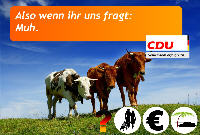 Schön sinnloser Spruch, passend zu den Originalplakaten.