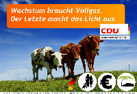 Spott auf das Dogma vom ewigen Wachstum der CDU-Ideologen, denen gerade ihr System um die Ohren fliegt statt zu wachsen.